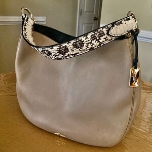 Coach Tote in Taupe Color with Animal Print Handle